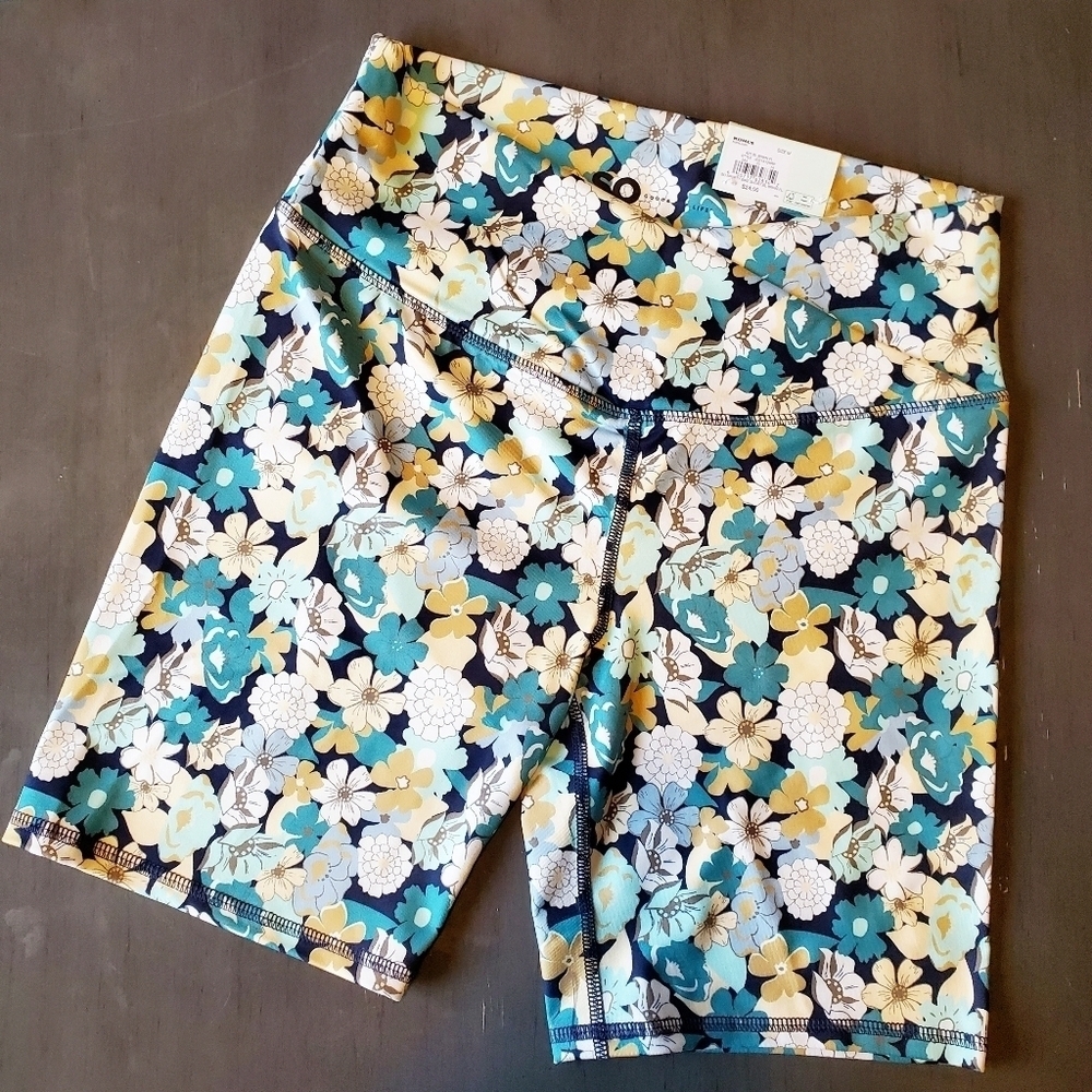 SO | Junior's Crossover Biker Shorts in Blue Floral sz S & M avail